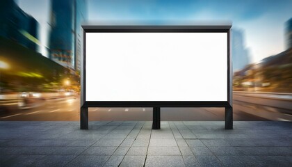 Blank billboard on the street. White blank screen billboard in the city for new product or presentation with empty space 