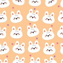 seamless pattern cute cartoon white bunny. cute animal drawing for wallpaper, pattern, background