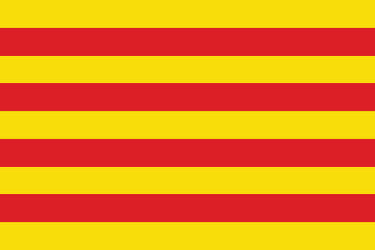 Catalonia flag. Flag of Catalonia. Flag icon. Standard color. Standard size. Rectangular flag. Computer illustration. Digital illustration. Vector illustration.