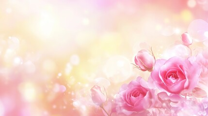  Elegant Pink Roses with Soft Focus Bokeh Background