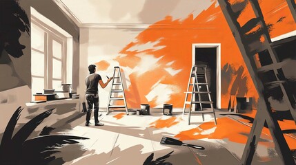 Urban Businesswoman Standing on Office Stairs in Modern Building