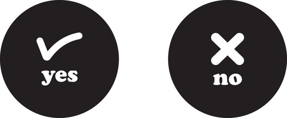 Sharp green checkmark and red cross icon set on isolated transparent background black vector symbol for right and wrong choices. Modern flat and line design symbol tick sign collection. Yes or No.