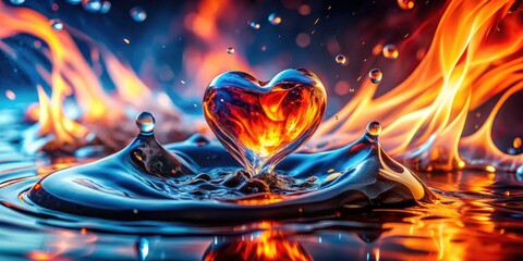 Love as Water and Fire: Macro Photography of Passionate Elements, Fluid Emotions, and Fiery Connections in Nature's Embrace, Exploring Contrast and Harmony in Relationships