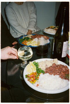 Dinner time in the gathering with tradicional Brazilian Feijoada