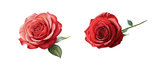 Fototapeta premium Rose Collection on Transparent Background, Soft Floral Design, Elegant Rose Flower