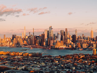 New York Panorama. Waterfront Skyline at Sunset, shot from Jersey city