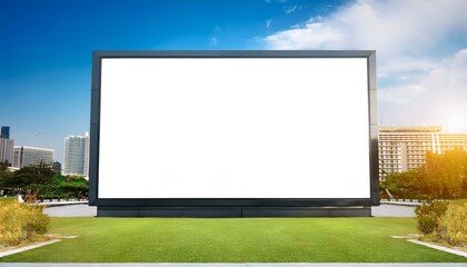 billboard on the road. Blank billboard on the street. White blank screen billboard in the for new product or presentation with empty space.