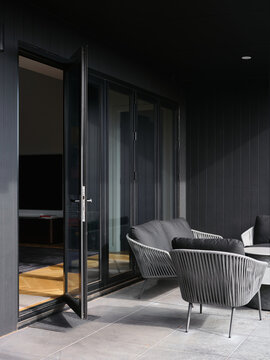 Modern outdoor relaxation area with sleek design and comfort