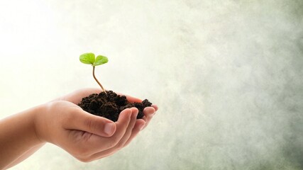 People handing plant, reduce CO2 for sustainable future.