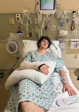Teenage boy prepared for surgery