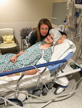 Teenage boy prepared for surgery