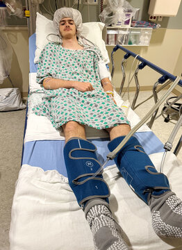 Teenage boy prepared for surgery