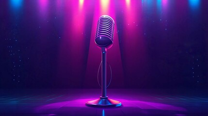 Vintage Microphone on Stage for Live Concert Performance