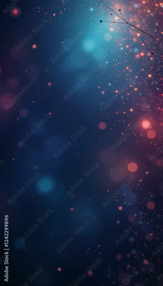 Poster abstract sparkling branch with glowing lights and bokeh