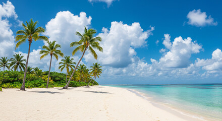 Tropical Paradise: Palm Trees and Clear Blue Sky