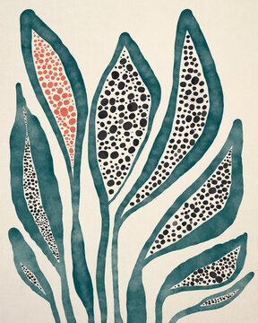 Abstract Floral Watercolor With Dots