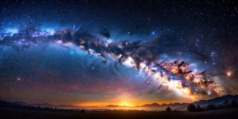 Fototapeta premium Stunning Milky Way galaxy in the night sky with vibrant stars and galaxies, Milky Way, sky background, stars, night, galaxy