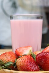 Strawberry milk and fruit healthy