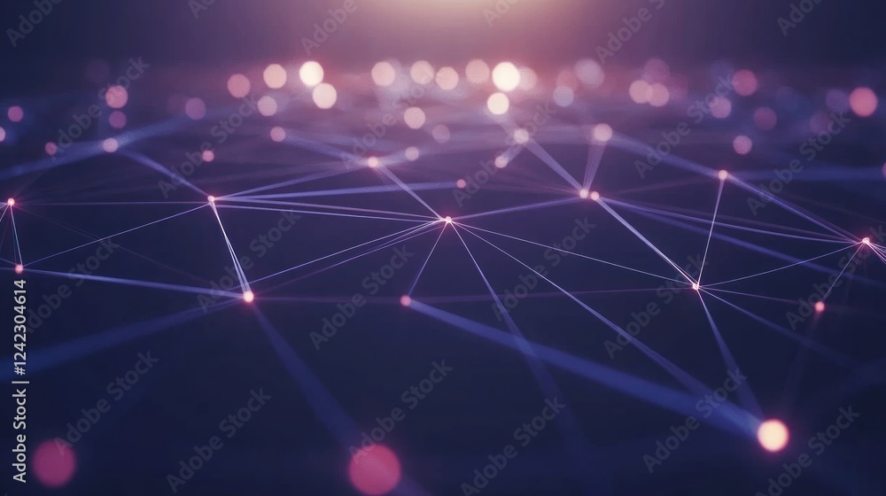 Poster abstract network connection lines and nodes.