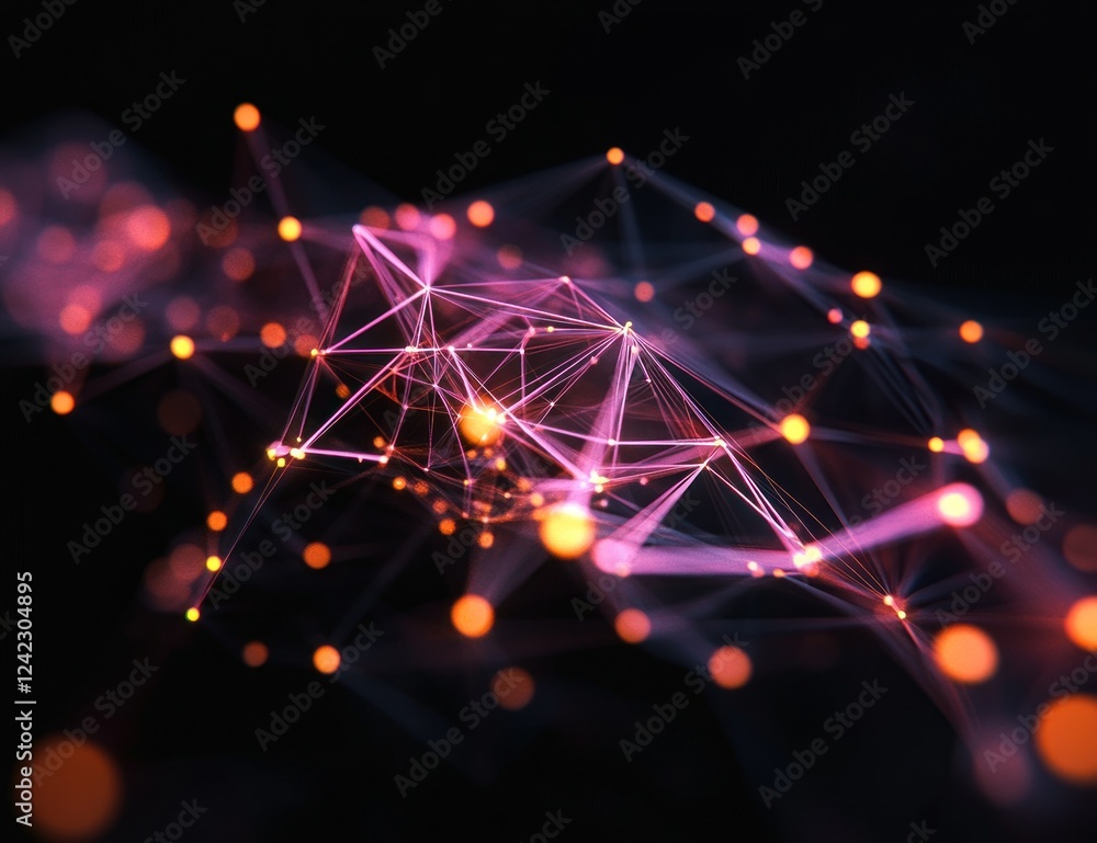 Poster abstract network connection with glowing nodes and lines.