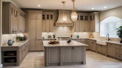 Fototapeta premium Make me a kitchen cabinet firm constructing cabinets in a nice but middle-class kitchen in Orlando, Florida.