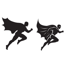 Superhero Silhouettes Running Action Graphic Design