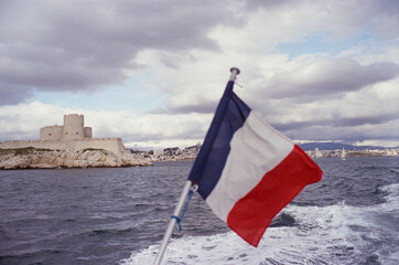 Stunning View of French Flag and Coastal Castle View