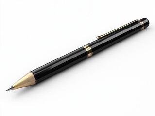 Naklejka premium Black pen on white background. Office supply; writing tool. Isolated object