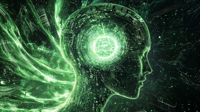 Futuristic Cyborg Silhouette with Cosmic Overlay - Ultra-Detailed Sci-Fi Artwork Concept
