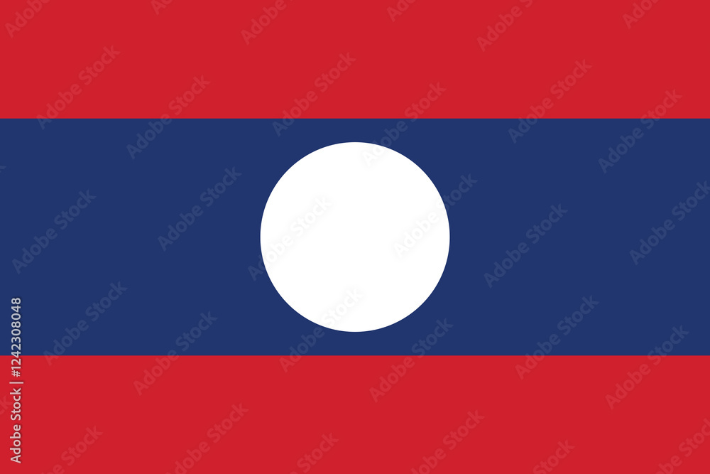 Poster flag of laos. flag icon. standard color. standard size. a rectangular flag. computer illustration. d
