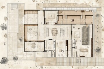 Architectural Design: Modern House Plan with Outdoor Spaces.