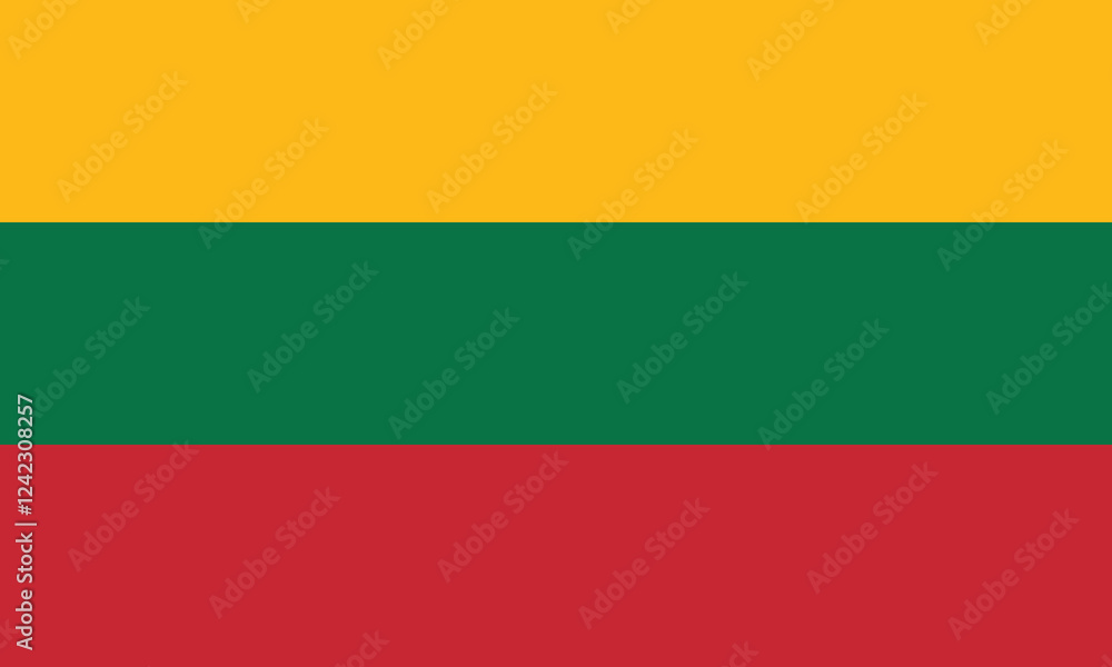 Poster flag of lithuania. flag icon. standard color. standard size. rectangular flag. computer illustration