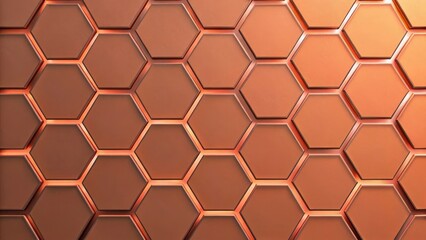 Obraz premium Geometric Hexagon Pattern with Metallic Finish in Warm Copper Tone