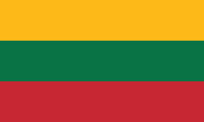 Flag of Lithuania. Flag icon. Standard color. Standard size. Rectangular flag. Computer illustration. Digital illustration. Vector illustration.