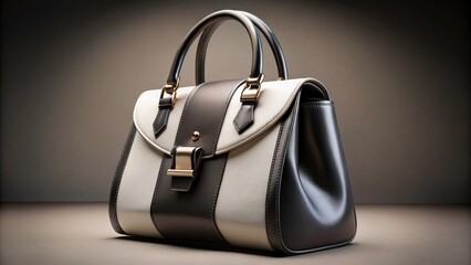 Sophisticated 3D Render of a Two-Tone Black and White Handbag, Modern Fashion Accessory, Stylish Design, High-End Luxury, AI-Generated Art, Elegant Handbag Photography, Trendy Accessories