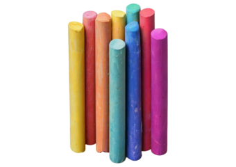 Colorful Chalk Sticks 3D isolated on transparent or white background
