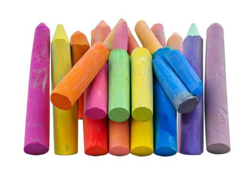Colorful Chalk Sticks 3D isolated on transparent or white background