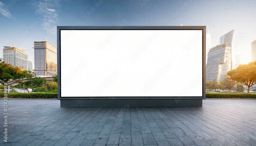 Poster white blank screen billboard in the for new product or presentation with empty space .