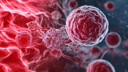 T cells are attacking a cancer cell inside the human body