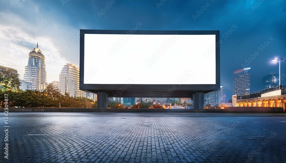 Poster white blank screen billboard in the for new product or presentation with empty space .