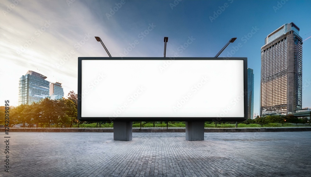 Poster white blank screen billboard in the for new product or presentation with empty space .
