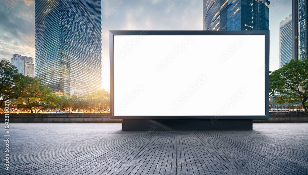Poster white blank screen billboard in the for new product or presentation with empty space .