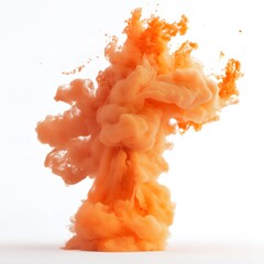Fluid orange smoke on a white background, Abstract background, generated by Ai