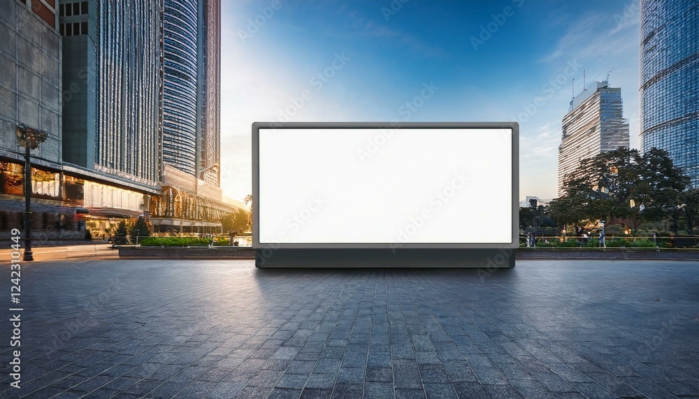 Poster white blank screen billboard in the for new product or presentation with empty space .
