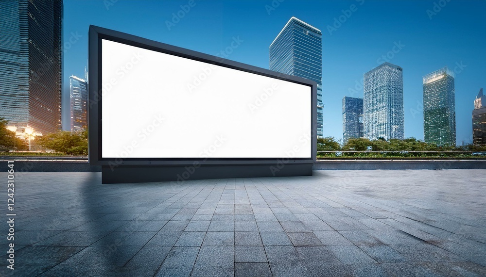 Poster white blank screen billboard in the for new product or presentation with empty space .