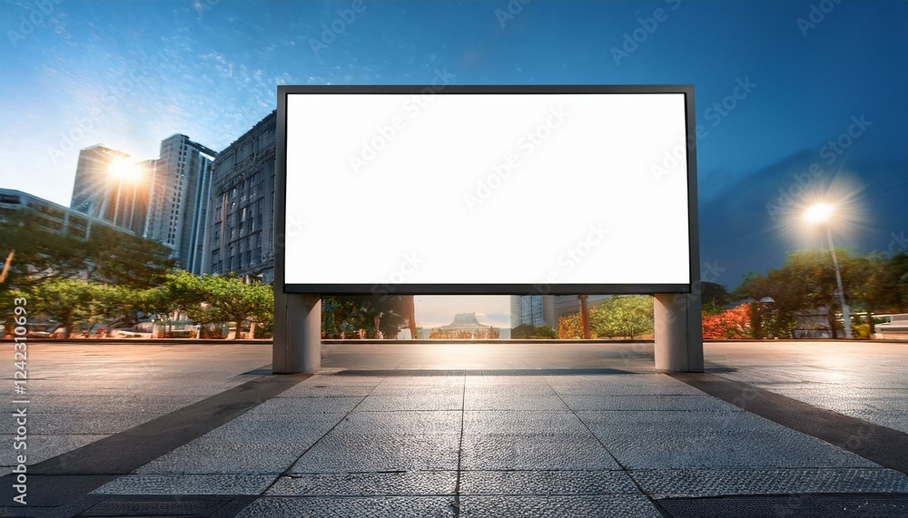 Poster white blank screen billboard in the for new product or presentation with empty space .