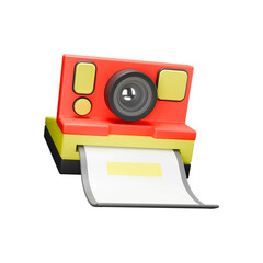 3D icon render instant camera on white background 