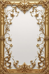 AI generative. Blank of gold frame border royal swirl of vintage style on white background., for certificate, card, wedding, picture and menu. 17