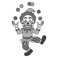 ジャグリングをしながら踊るピエロ