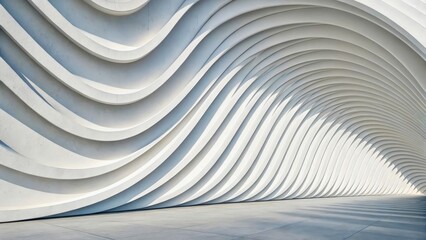 Abstract Wave Pattern Design on Modern Concrete Wall in Minimalist Aesthetic